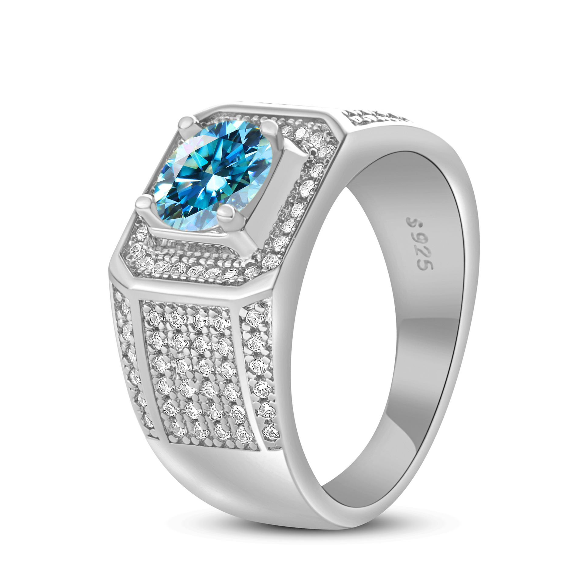 925 plata esterlina gran anillo de hombre de piedra moissan anillo masculino chapado pt950 oro atmósfera para enviar al por mayor fábrica de novio spot