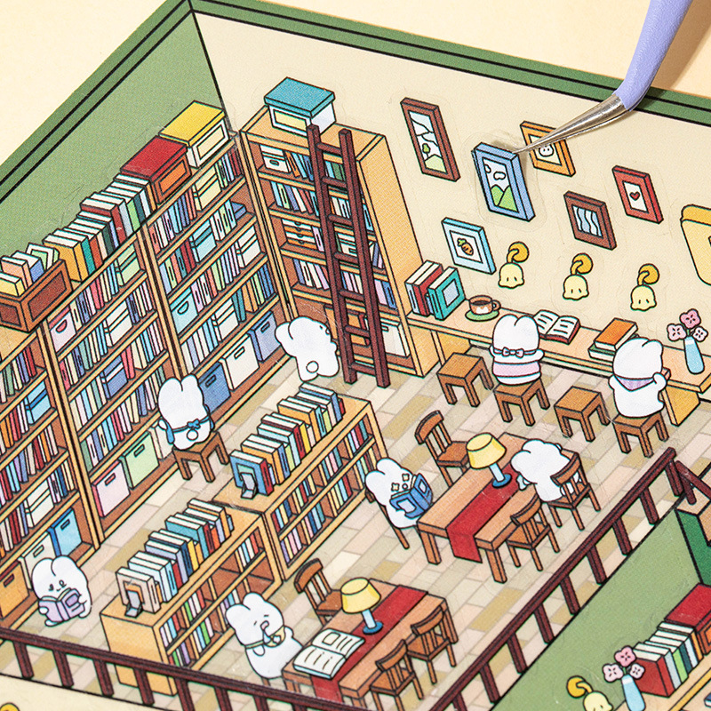 Ink lenguaje estereoscópico miniaturizado pegatinas de paisaje pet mundo de fantasía estudiantes cuentas de mano diy paquete de pegatinas de paisaje