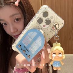 かわいい漫画の水玉模様の泣いている赤ちゃんミラーペンダント iPhone16promax Apple 15 携帯電話ケース 14 新しいスタイルに適しています