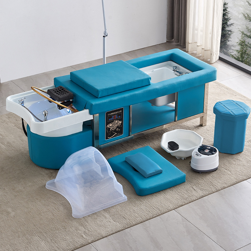 Salón de belleza de alta gama pedicura champú cama circulación de agua fumigación champú cama de acero inoxidable temperatura constante Spa masaje de pies dedicado