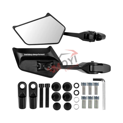 Aos8 Rearview Mirror Electric Motorcycle Suitable for Niu Yadi No. 9 Emgrand Extended Rod Reflector Battery Car (Motorcycle rearview mirror) - black-white-glass