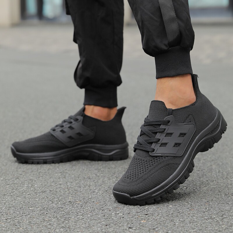 European Station Foreign Trade Outdoor Thick-Soled Breathable Trendy Men's Running Sports Casual Shoes Fly-Knit Mesh Shoes Non-Slip and Wear-Resistant