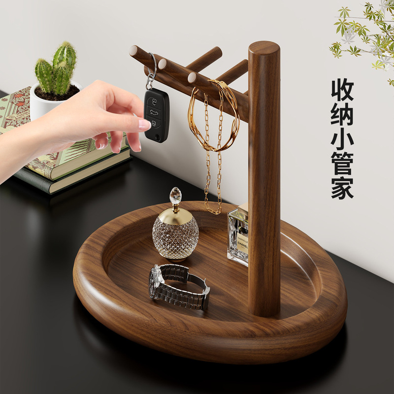 实木入户玄关门口钥匙收纳置物架鞋柜摆件桌面首饰戒指杂物收纳盒|undefined