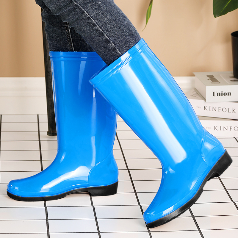Zapatas de lluvia de mujer, zapatos de agua de alto cilindro, zapatos de goma de protección contra el trabajo, bonitas botas de agua, cocina para adultos