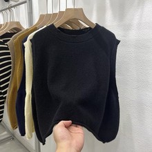 圆领领口破洞设计针织马甲女秋季2024韩版宽松设计感小众无袖背心