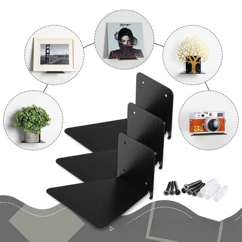Wall-mounted multi-functional shelf hidden floating bookshelf household iron book storage rack wall shelf