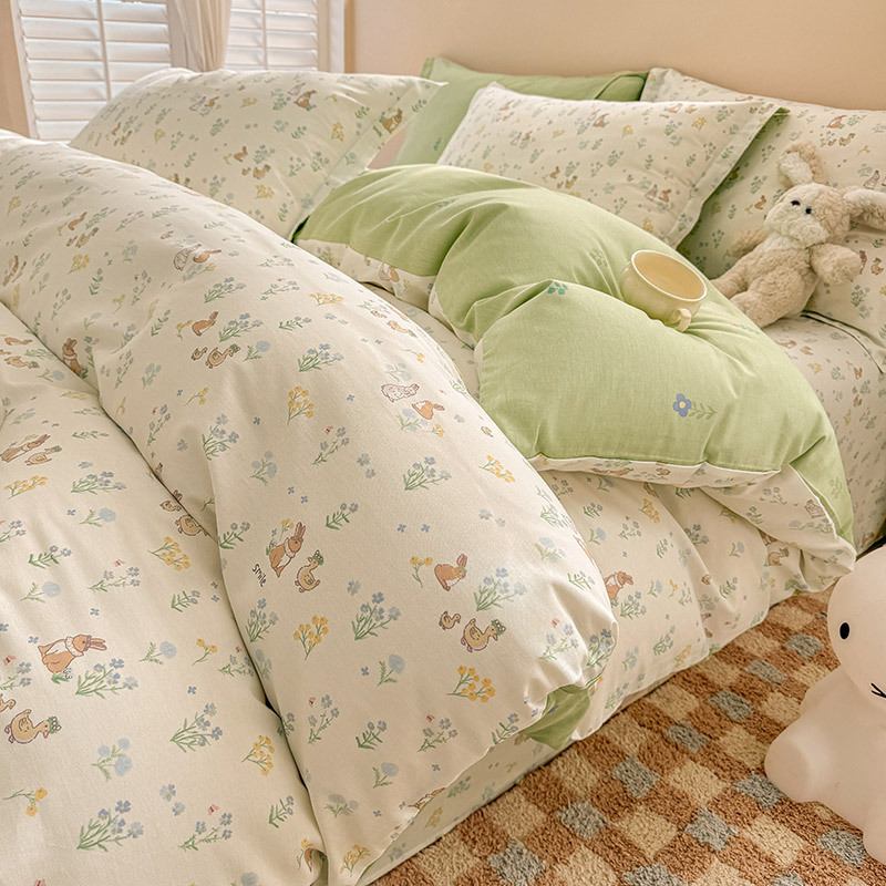 Inswind pequeña flor de algodón cama de cuatro piezas set de algodón puro 2025 nuevo dormitorio sábanas de cama sábanas