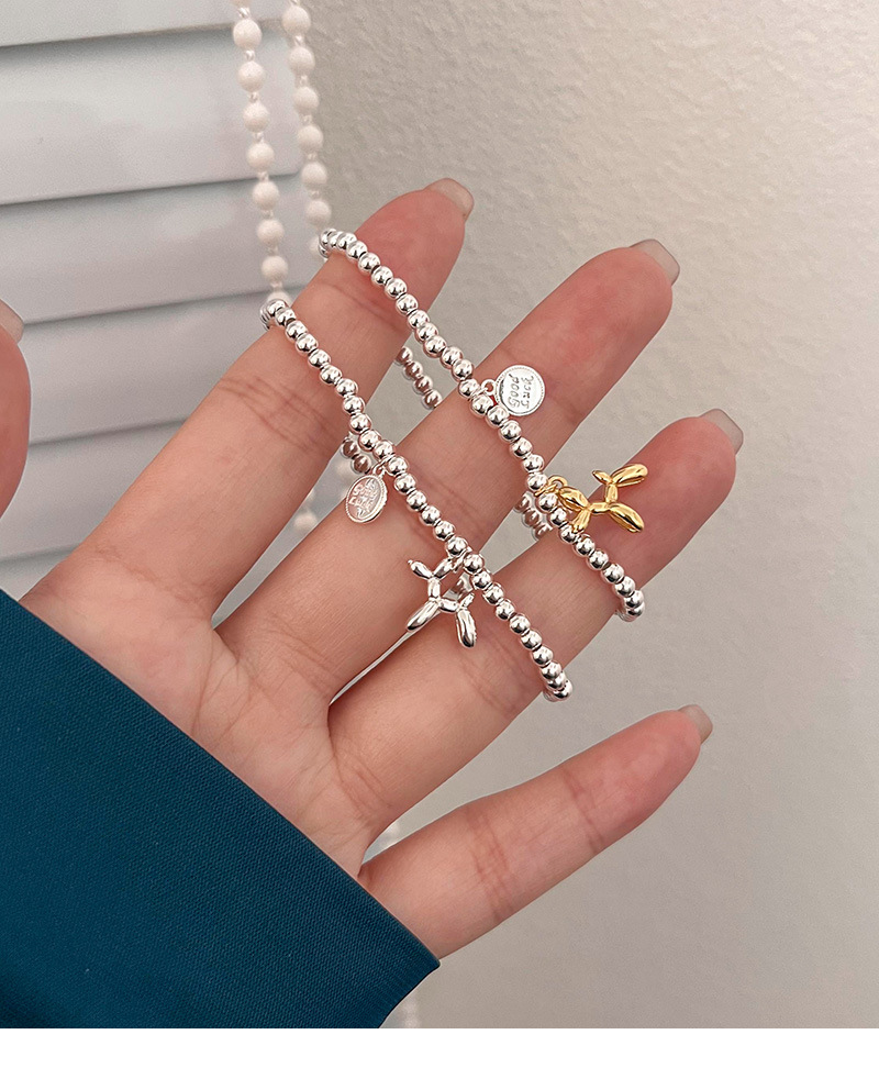 Balloon Dog Charm Bracelet Silver Bead Fashionable Jewellery_voghion.com