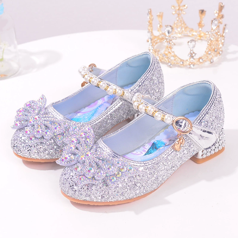 Туфли принцессы Aisha, детские туфли на высоком каблуке в Корейском стиле, одна новая обувь со стразами, обувь для студенческих танцев, серебристая обувь для выступлений