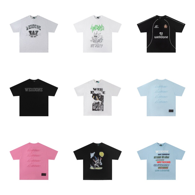 Cross-Border We1I Short-Sleeved T-Shirt Classic Logo Loose Trendy Brand 280g Cotton Korean Version Men's and Women's Same Style One-Piece Drop Shipping T-Shirt