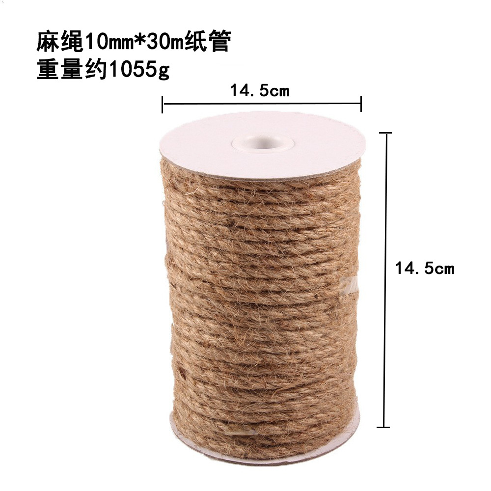 Cuerda de cáñamo de protección del medio ambiente, cuerda hecha a mano de bricolaje, decoración, embalaje, etiqueta, cuerda de cáñamo 1mm-20mm, varias especificaciones de grosor