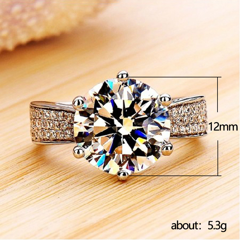 Fashion Classic Six-prong Ring Copper Plated Platinum Zircon Ring display picture 1