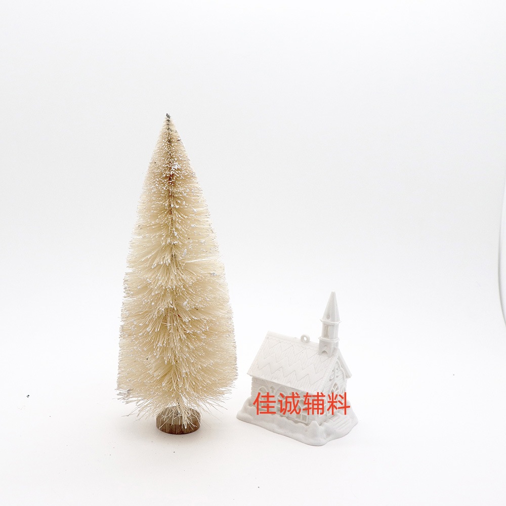 Árbol de Navidad en miniatura con seda de sisal en azul verdoso, pequeño adorno navideño de escritorio con torre de pino cubierta de nieve, de 3 a 23 cm.