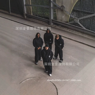 美式哥特式潮酷穿搭CD刺绣设计开衫连帽衫男女同款卫衣上新