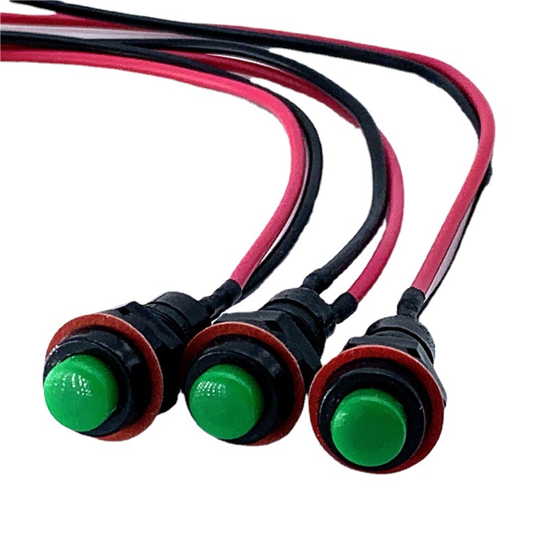 按钮开关DS-211点动带锁自复位 启动电源 圆形小型焊线开关