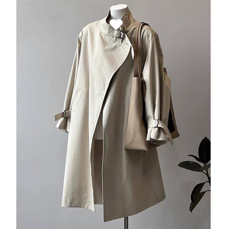 都市风西装领风衣女春秋2025新款设计感小众长款大衣小个子A字型