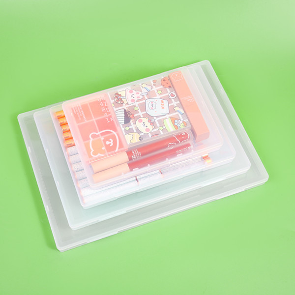 长方形透明带盖塑料颜料空盒皮筋粉扑贴纸包装盒化妆品手帐整理盒