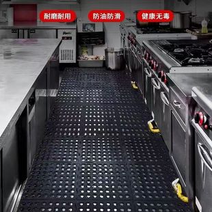 Mesh Perforated Rubber Mat for Kitchen Thickeneded Spliced ​​Rubber Mat Black Round Hole Oil-Proof Anti-Slip Waterproof Rubber Mat