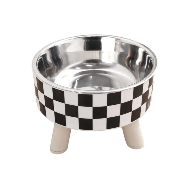 Tazón de gato y perro simple lunares copa de acero inoxidable para mascotas agua potable antidetonante tazón de agua cuenca de alimentos tazón de gato