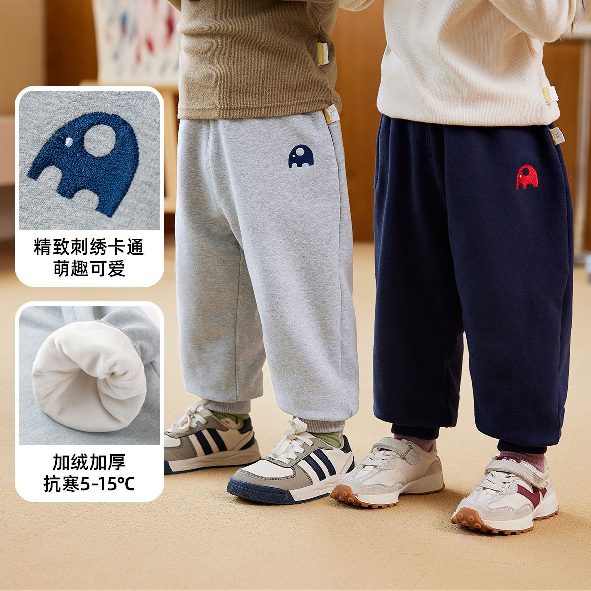 [Recomendado] pantalones para niños pantalones de invierno forrados de lana para niñas ropa de invierno pantalones de chándal para niños pantalones de bebé atados al tobillo ropa para niños moda image 2