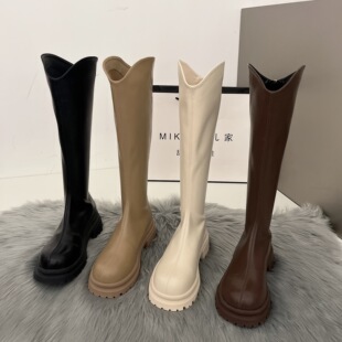 Martin boots women's summer white Korean boots V-mouth super hot denim boots 2023 new Knight platform boots