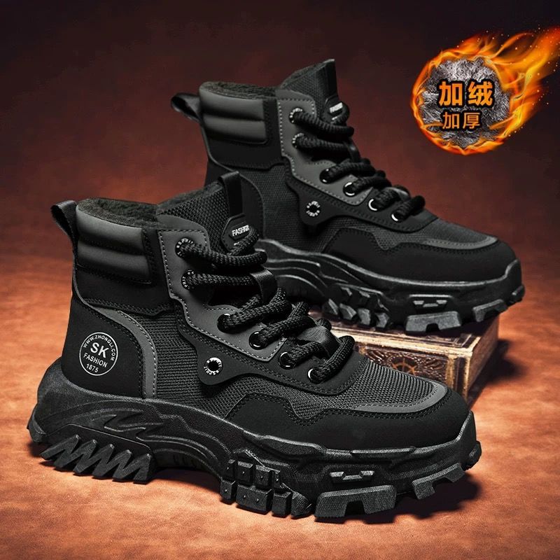 Zapatos de invierno para hombres, botas de nieve deportivas casuales, zapatos de algodón impermeables a prueba de frío y cálidos.