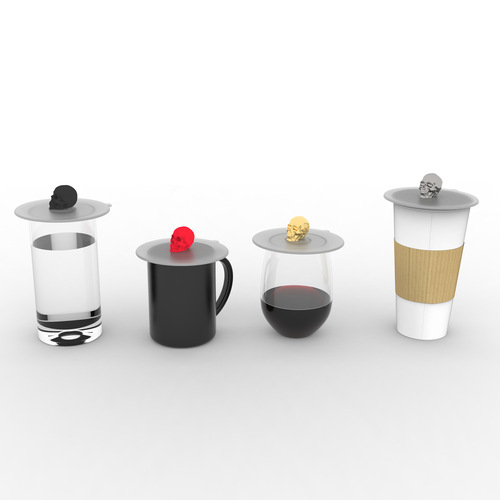 New Skeleton Head Cup Cover, Round 11cm Transparent Dustproof and Pestproof Sealing Cover, New Silicone Cup Cover