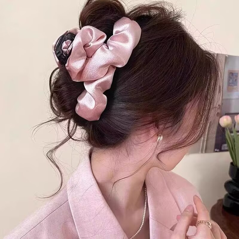 분홍색#플리츠 새틴 그리퍼 라지(13cm)