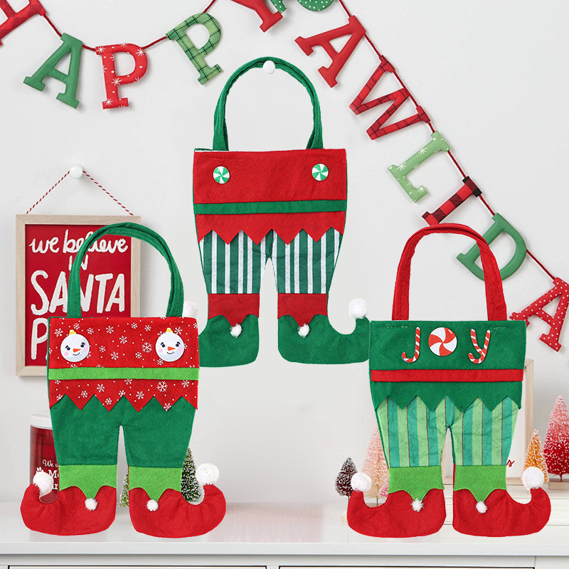 Grensoverschrijdende nieuwe kerstcadeautas voor kinderen elfbroek handtas kerstavondversiering appelzak snoepzak