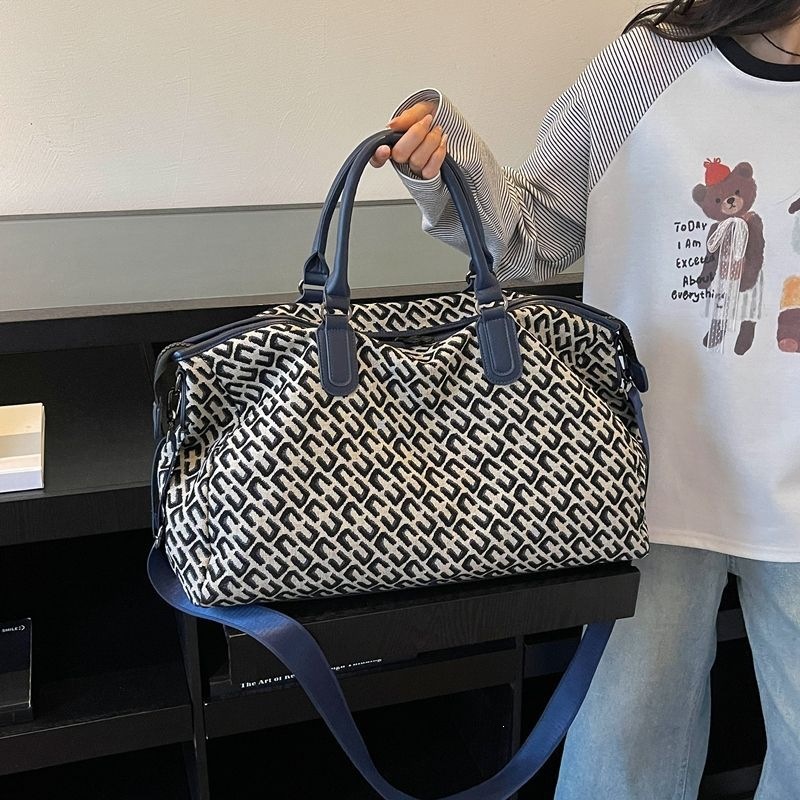 新款牛津布复古格纹旅行包手提大包短途出差健身通勤耐磨行李袋