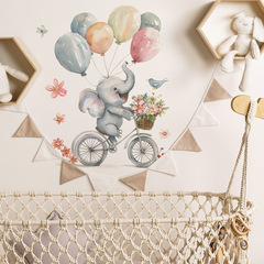 新款fun-e66卡通騎行小象氣球兒童房家居牆面背景美化牆貼紙批發