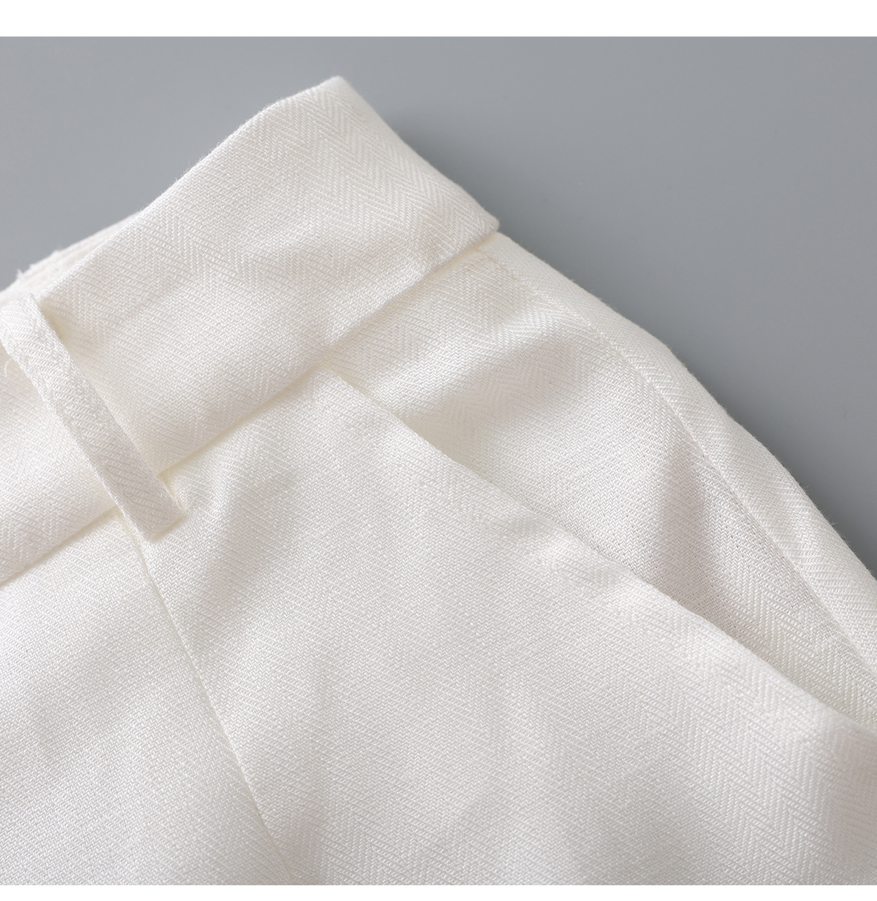 Chân váy xếp ly nữ cạp trung thấp, chất liệu tencel linen phối sọc răng cưa, xẻ tà — Xanh lông mòng đen chi tiết 24