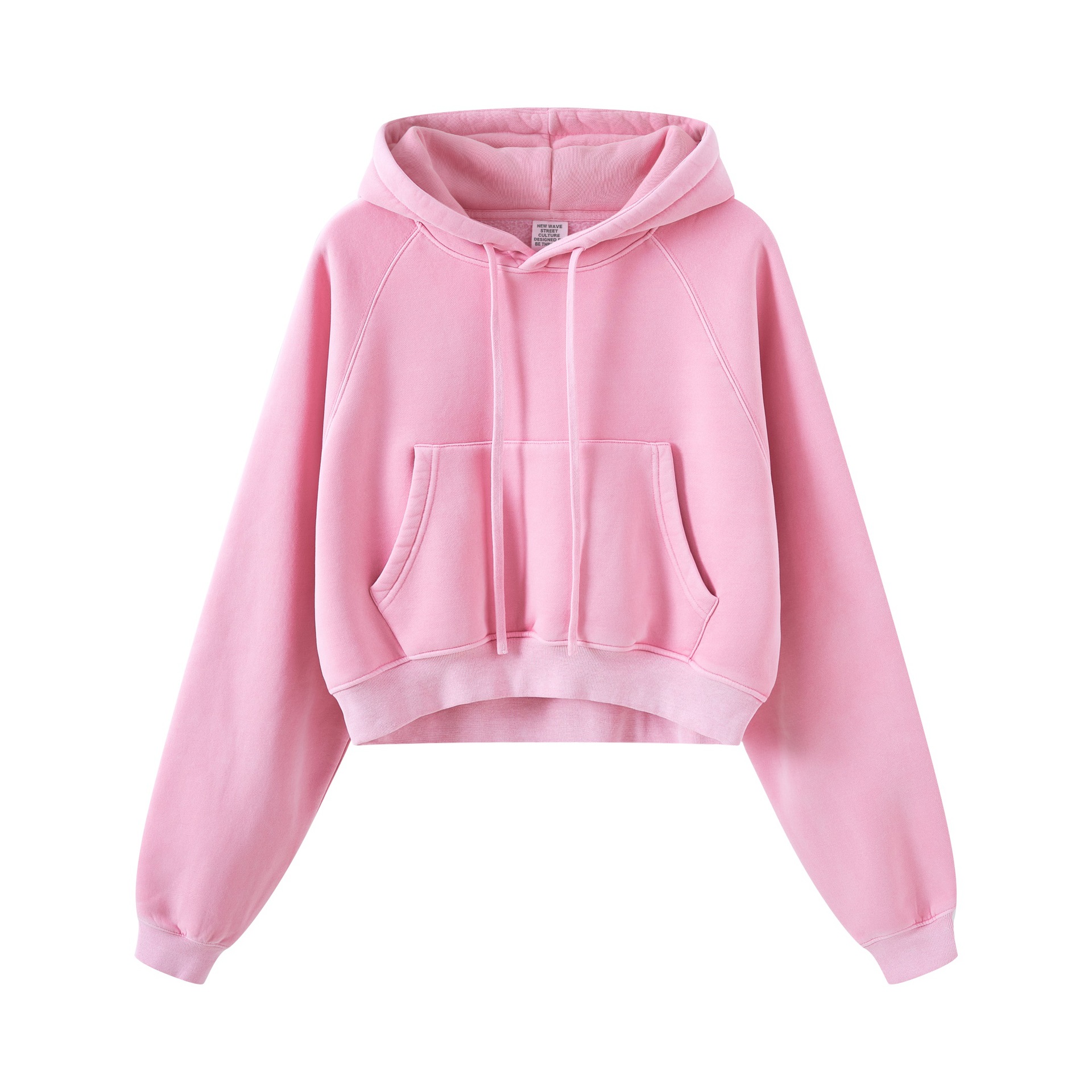 Männerkleeder Hierscht a Wanter Retro gewaschenen Kontrastfaarf Raglan kuerzen Kapuzenpullover_voghion.com