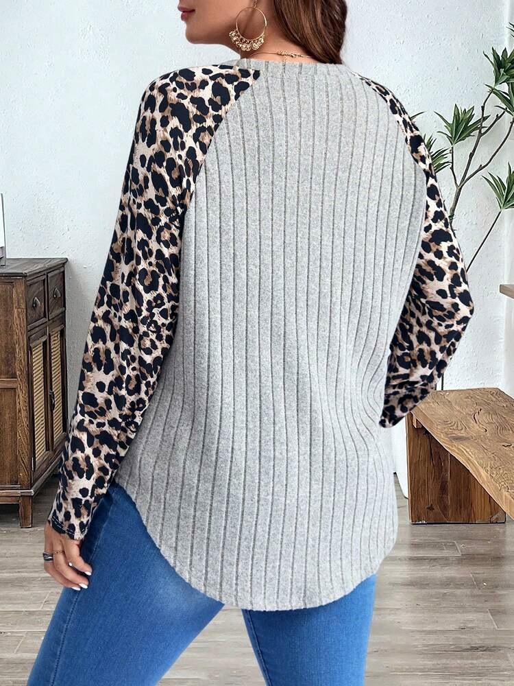 2024 otoño y invierno nuevo estilo de ropa de mujer europea y americana estación independiente Amazon venta caliente estampado leopardo clásico empalme agujero chaqueta de manga larga image 5