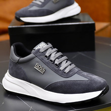 欧洲站25轻奢休闲运动鞋百搭真皮拼接印花时尚厚底增高跑步老爹鞋