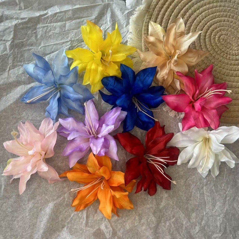 Lily Artificial Flower Head Diameter 12cm Perfume Lily Jewelry Semi-Finished Wedding Decoration Arrangement