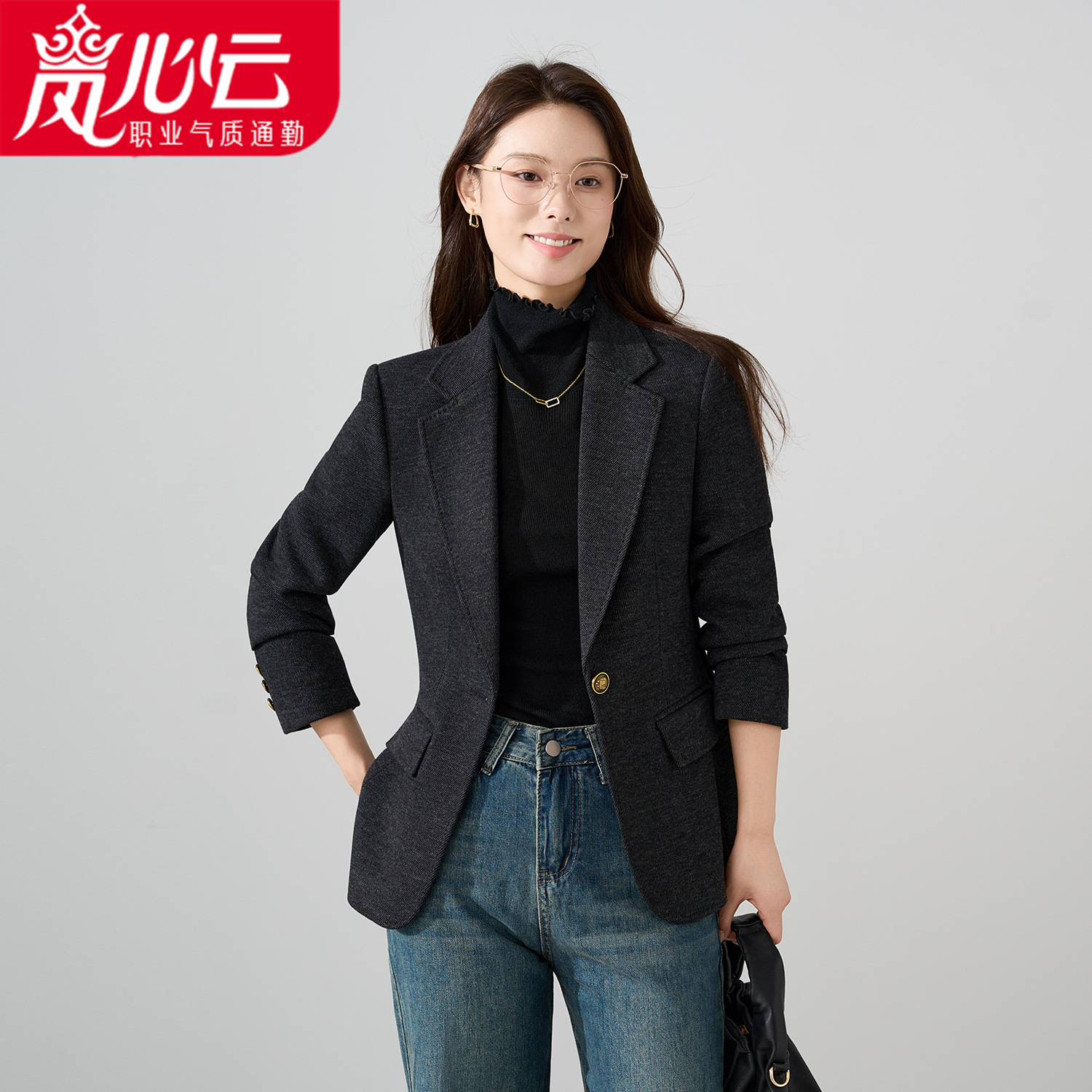 New Wool Casual Long-Sleeved Short Waist Suit Small Suit Jacket for Women Small and High-End Autumn and Winter 5922