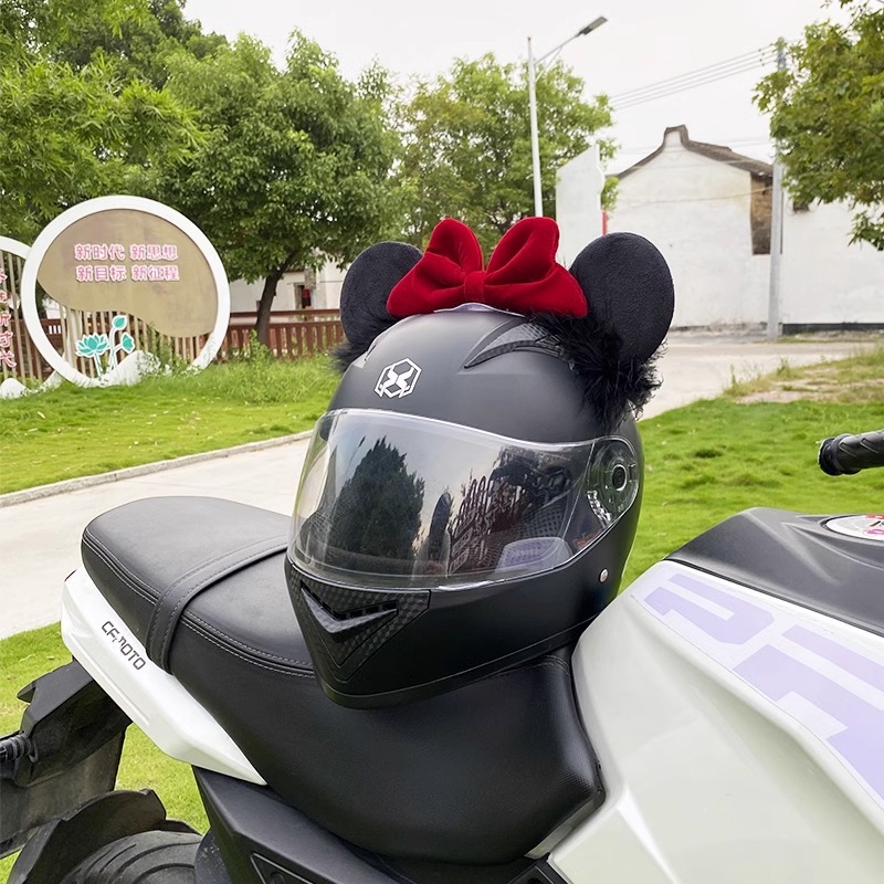 Minnie Mouse Ear Helmet Decoration Detachable Universal