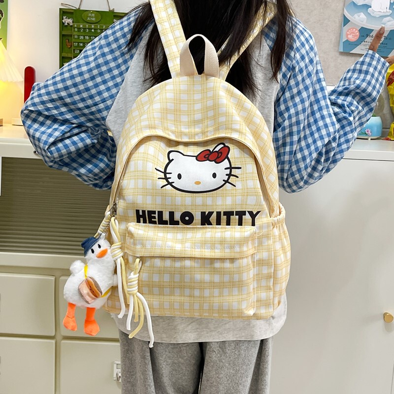 2025 夏の新高価値バックパック漫画 kt 猫パターンカジュアルバックパック中学生大容量スクールバッグ|undefined