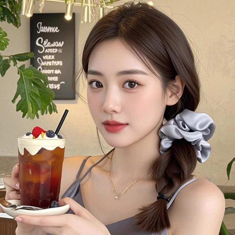 Satín acrítico anillo de cabello de intestino grueso de mujer cuerda de cabello rosa de alta calidad temperamento suave super gran tocado de cabello