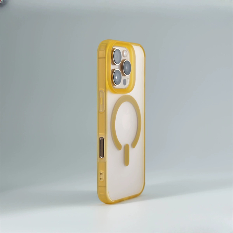 iPhone17に適した肌触りの良いアイスミスト半透明磁気吸着式スマホケース、Apple 16promax用耐衝撃PC保護ケース|undefined