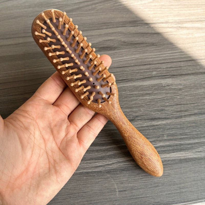 無垢材ポータブルエアバッグコーム女性のメイクアップコームストレートヘア美容ヘアコーム家庭用帯電防止カーリングヘアマッサージコーム|undefined