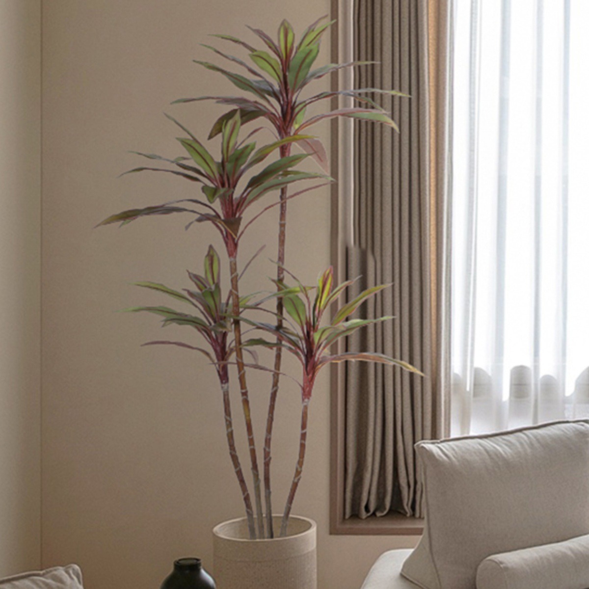 Planta verde de simulación de árbol de Zhujiao, sala de estar interior, piso, árbol falso, planta en maceta de lujo ligero de alta gama, porche, decoración de viento silencioso