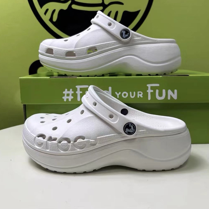 Cross Classic Cloud Karloch Croc Shoes Women's Summer Retro Beach Shoes Bone White Heightening Thick-Soled Sandals