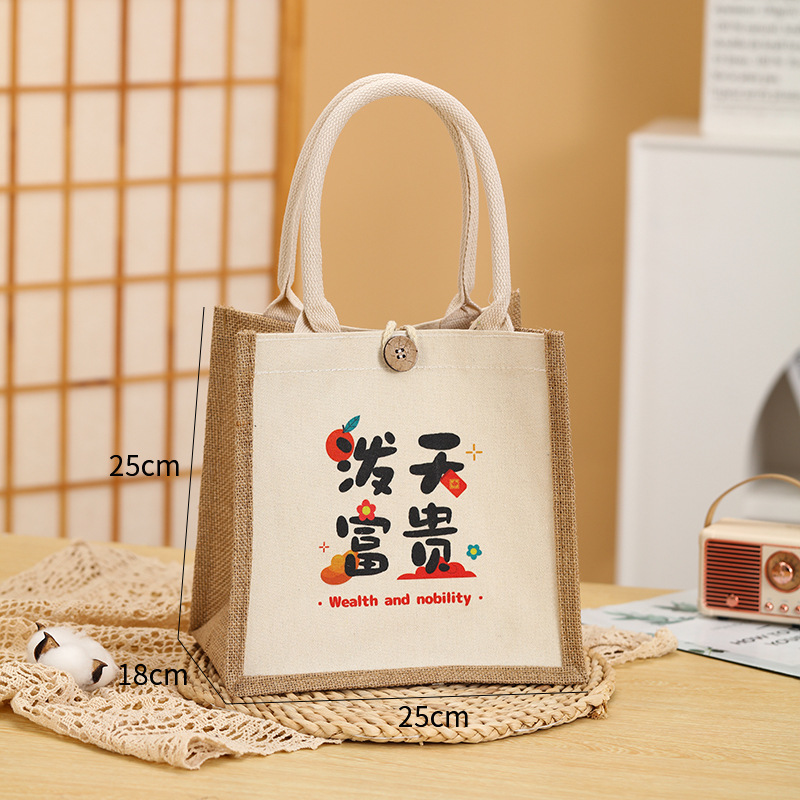 Nuevo bolso de lino estudiante caja de almuerzo ropa de protección del medio ambiente compras bolso ojo bolsa de lino bolso de lona