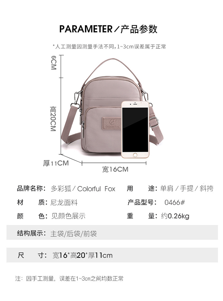 2025 New fashionable and trendy single-shoulder bag for women, outdoor casual, mobile phone key, coin purse, water-resistant nylon bag undefined