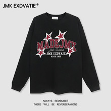 JMK EXDVATIE美式复古潮牌男装街头嘻哈白墨直喷字母五角星印花男