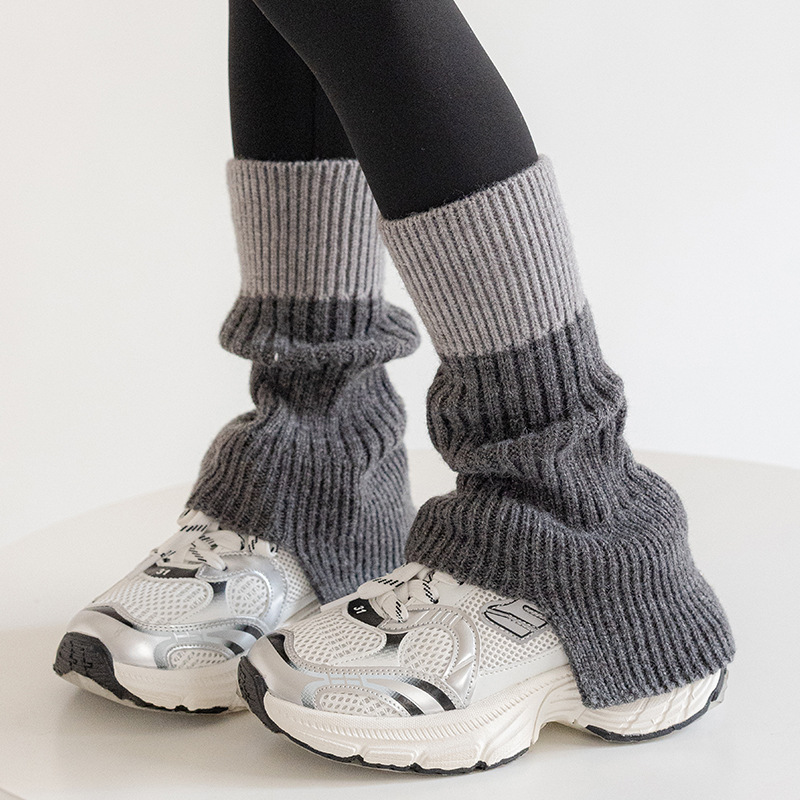 Botas de algodón para niños calcetines de mujer color contrastante calcetines de pantorrilla de empalme japonés retrógrado delgado otoño y invierno coreano chicas calcetines de pila