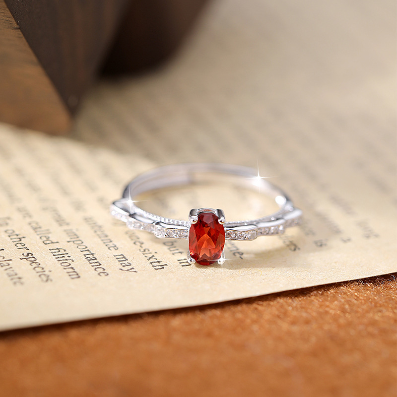 Anillo de plata de ley s925 de la serie del tesoro del color natural, anillo de color ajustable para mujer, pequeño libro rojo, especial transfronterizo