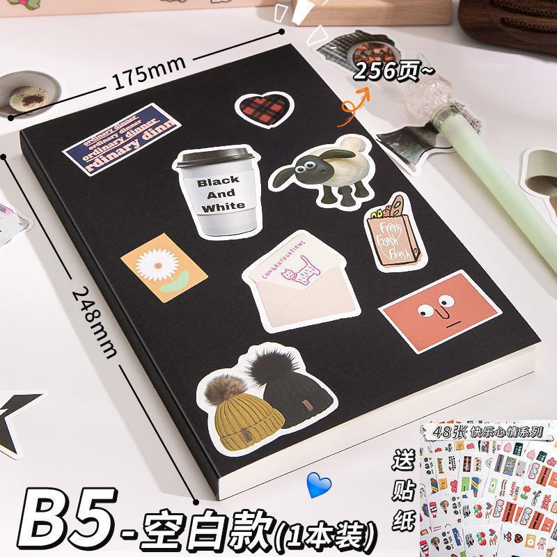 BlAck CArd StrAight BAck Notebook with Sticker Thickeneded Notebook B5 HorizontAl Line Notebook BlAnk Notebook A5 SquAre Notebook B5 NotepAd